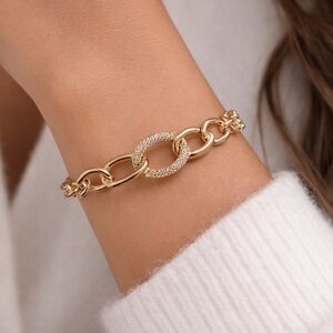 Elegant Rose Gold Bracelet with Crystal Accents.